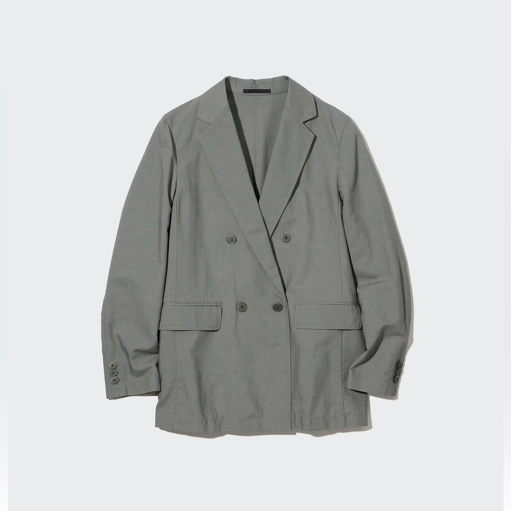 UNIQLO Olive Green Double-Breasted Blazer